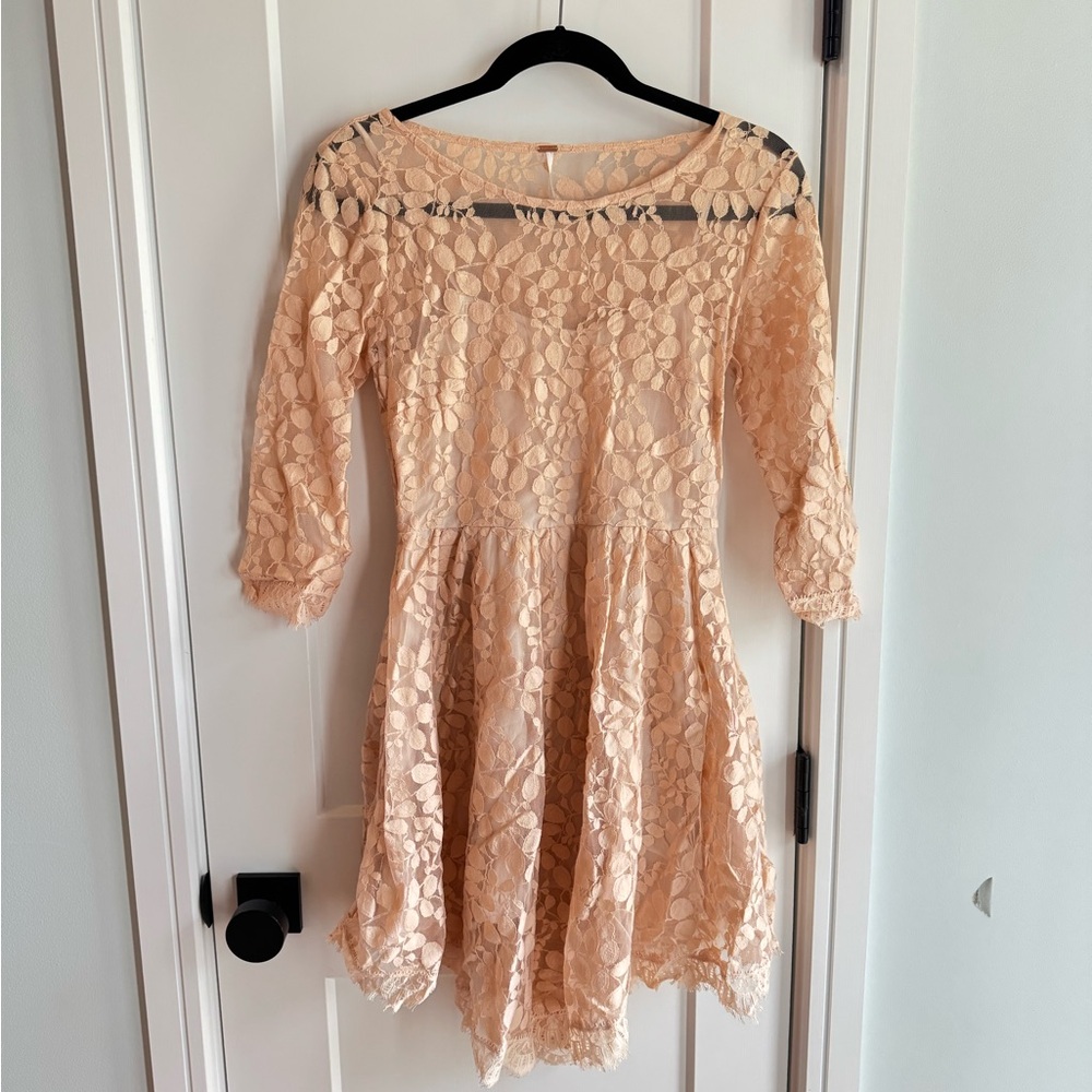 Free People Peach Lace Dress